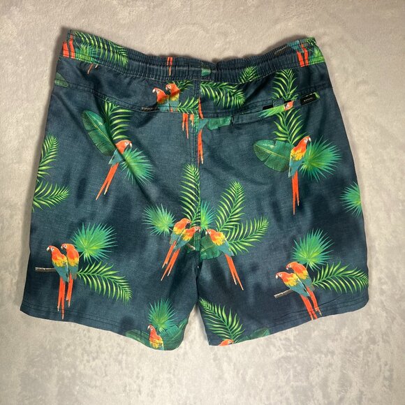 Rip Curl Lay Days Boardshorts Mens M Swim Trunks Parrot Palm Tree Tropical Surf - Picture 6 of 9